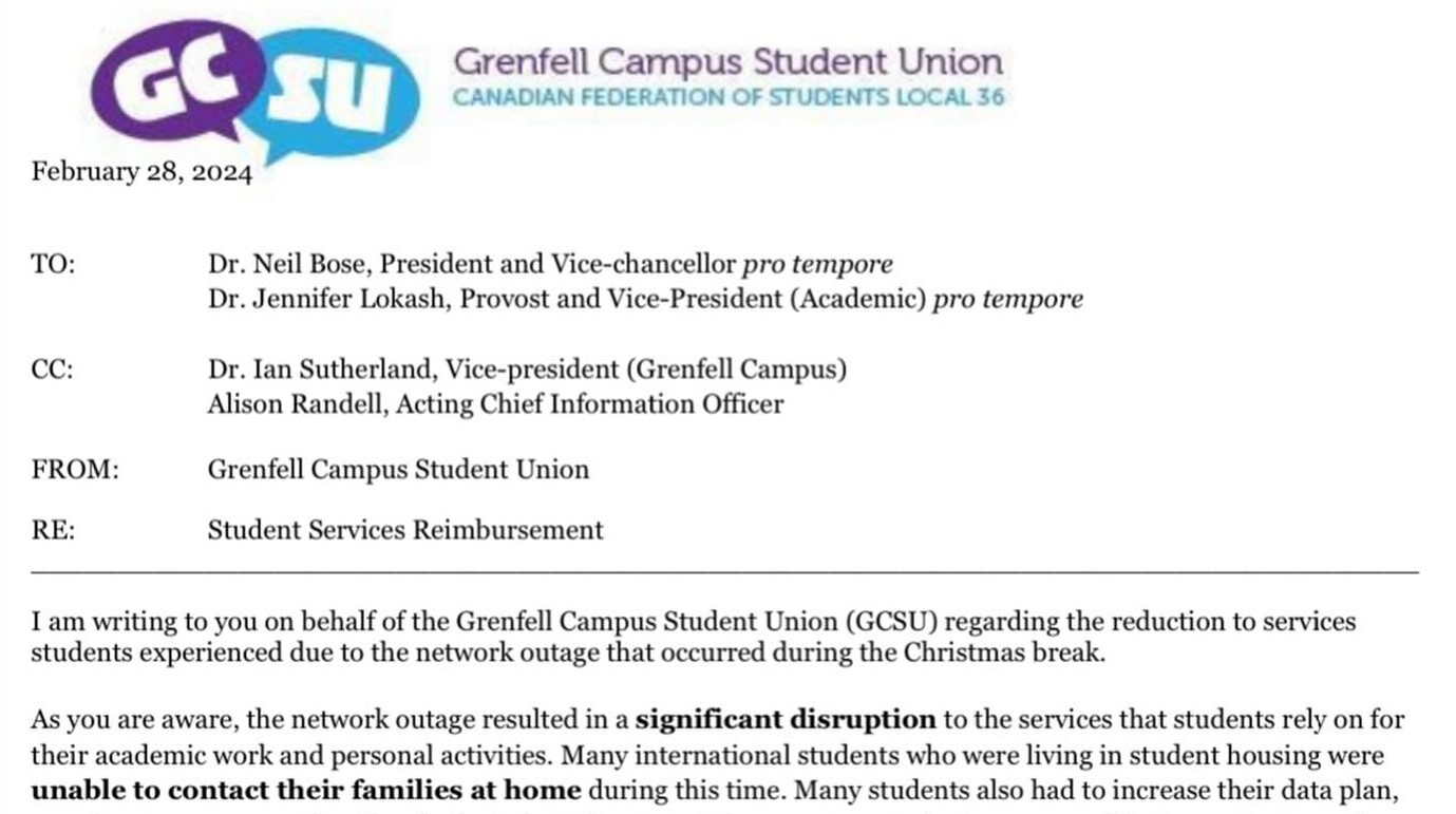 Students at Grenfell Campus demand refund of services fee