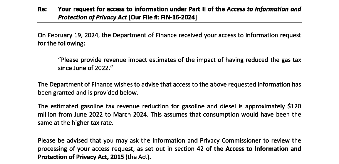 GOV NL loses $120 million in revenue from reduced gas tax