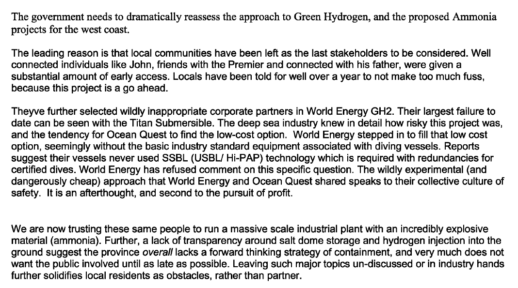 World Energy GH2 project public feedback