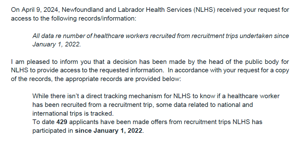 429 applicants made employment offers from NLHS recruitment trips