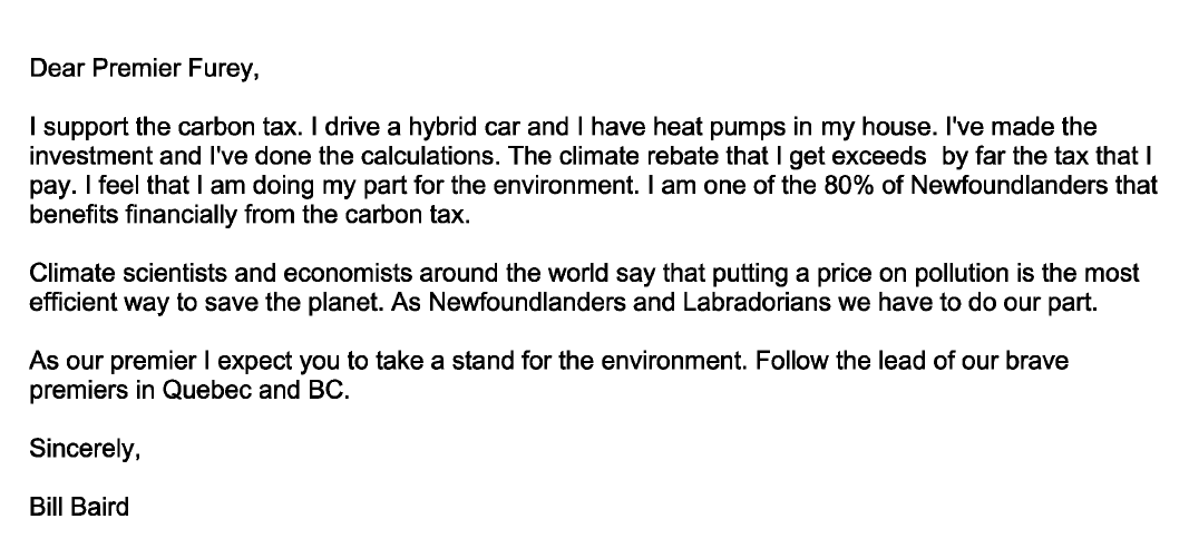 NL Premier’s Inbox: Carbon Tax