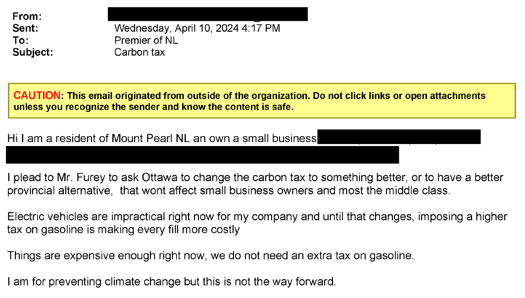 NL Premier’s Inbox: Carbon Tax 2