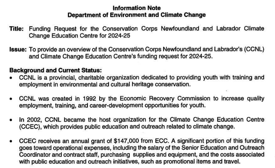 NL Department of Environment briefing materials for April 2024
