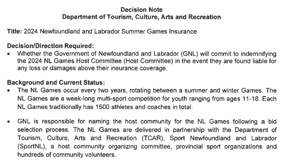 NL Department of Tourism briefing materials for July 2024