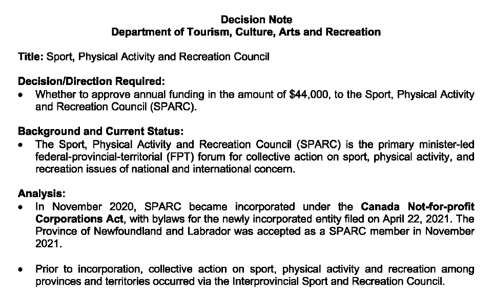 NL Department of Tourism briefing materials for August 2024
