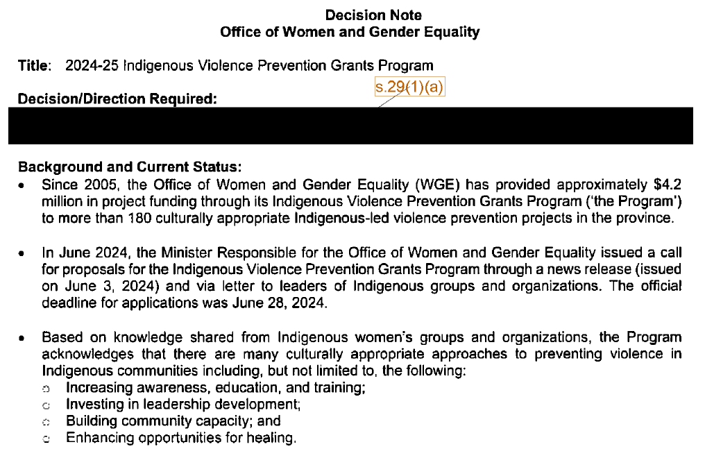 NL Office of Women and Gender Equality briefing materials for September 2024