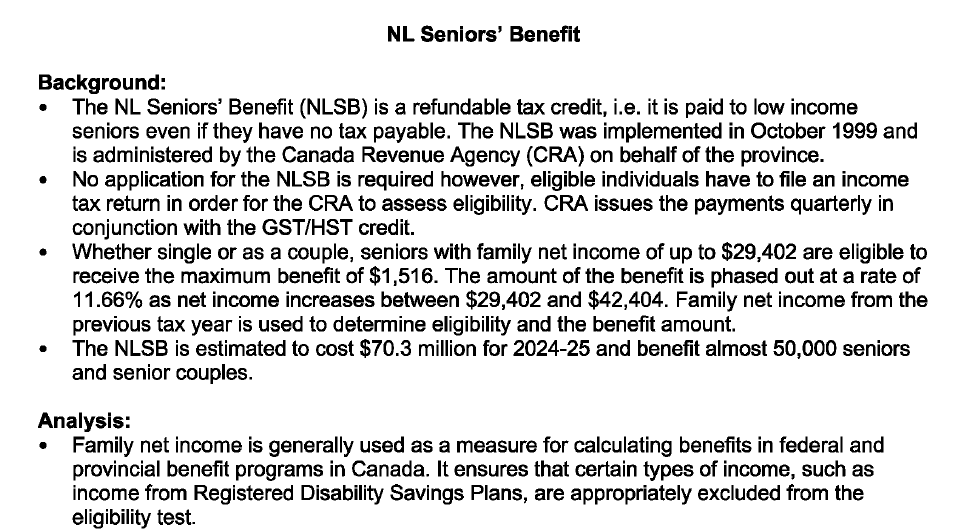 NL Department of Finance briefing materials for August 2024