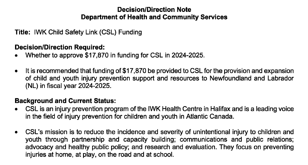 NL Department of Health briefing materials for June 2024