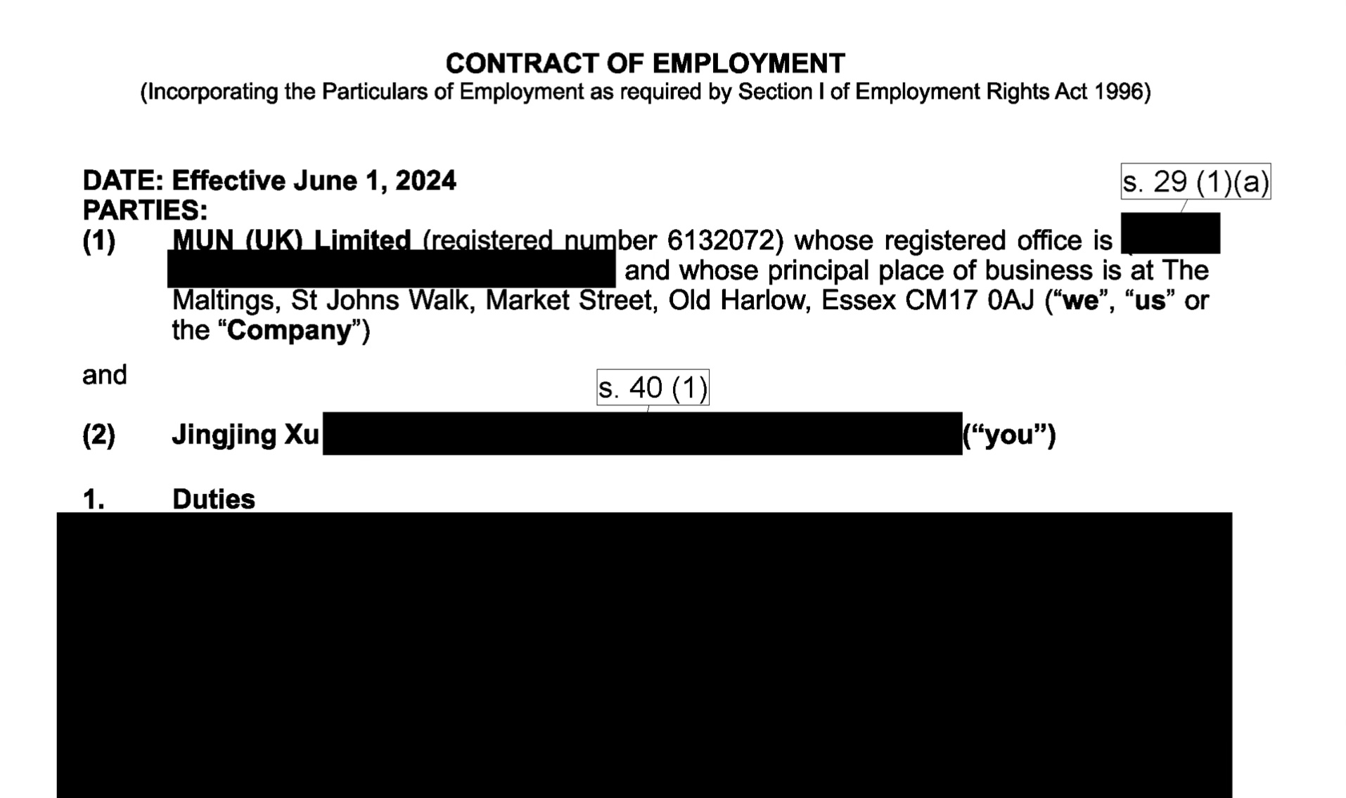 MUN Provides Heavily Redacted Employment Contract for Associate Vice-President of Harlow and Global Partnerships