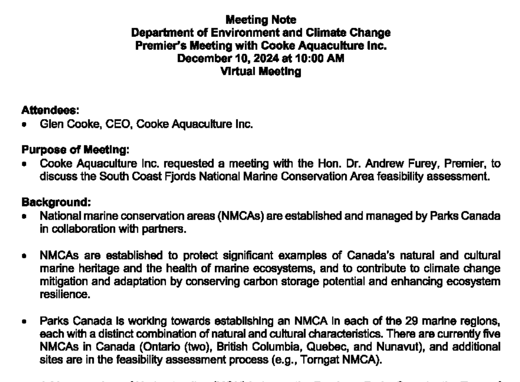 NL Department of Environment briefing materials for December 2024