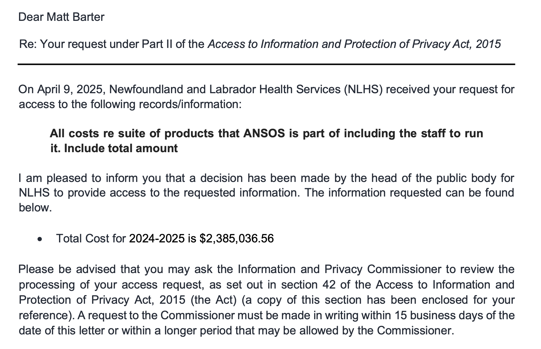 NL Health Services Spent Over $2.3 million on HealthStream Software Suite in 2024-25