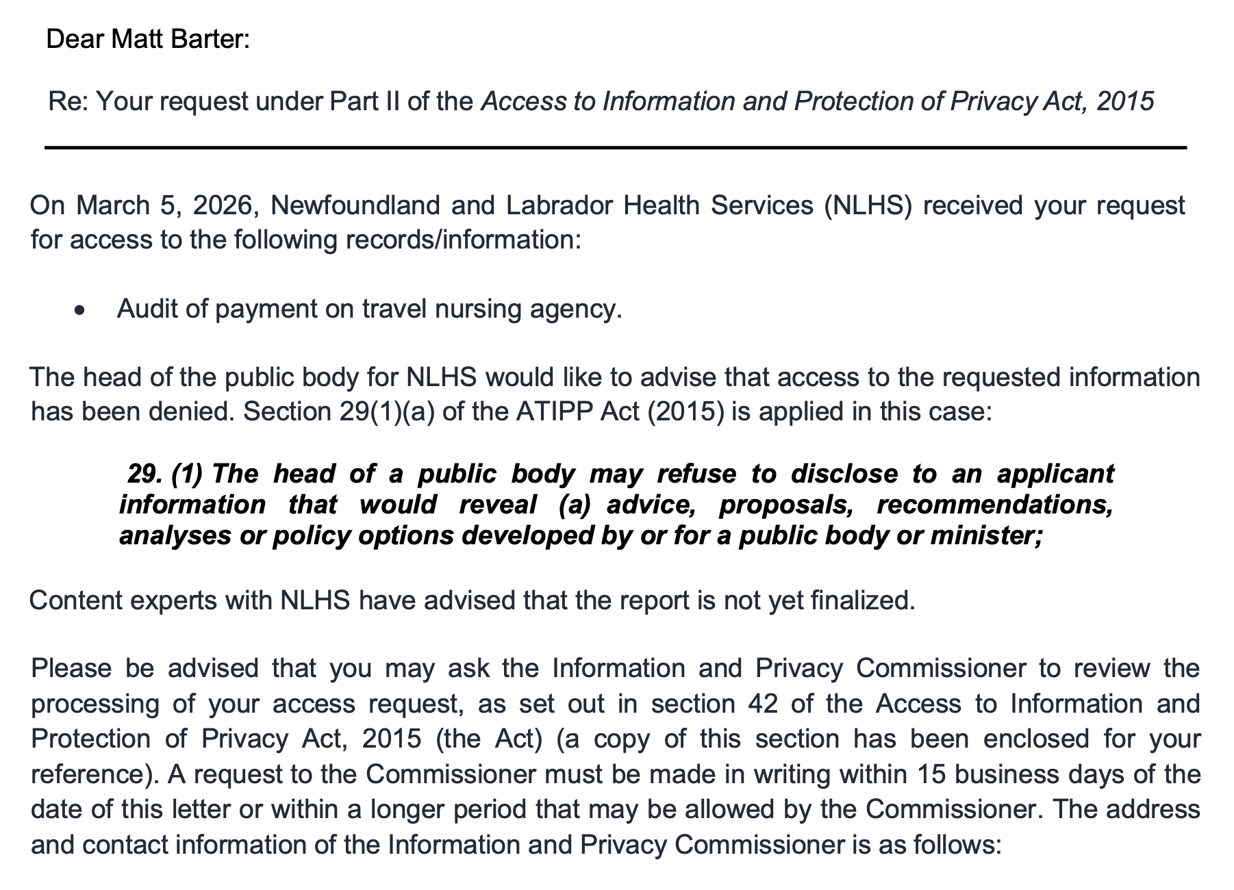 Audit of Payments to Travel Nursing Agency Still Not Finalized, Says NLHS