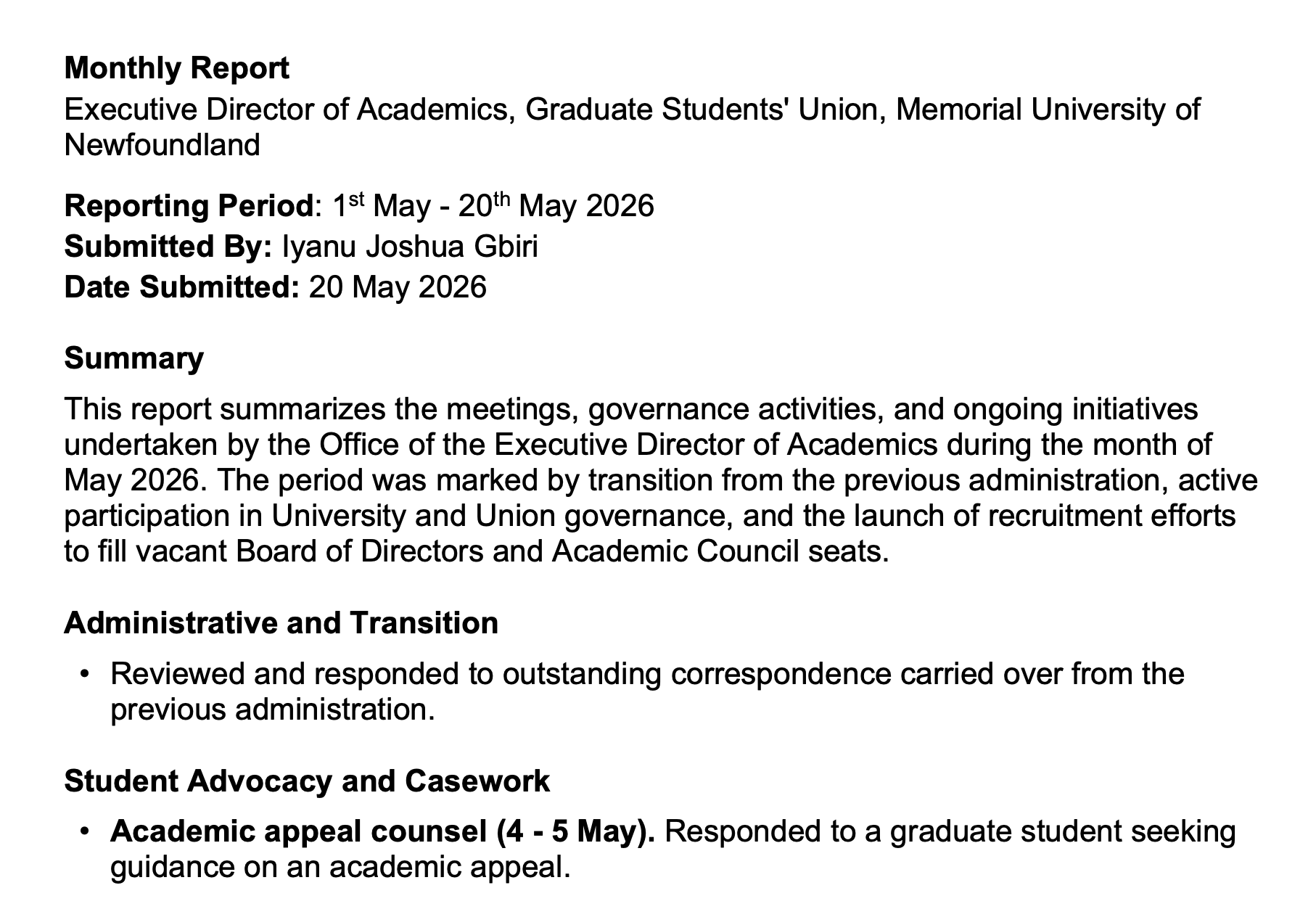 GSU May 2026 Executive Reports