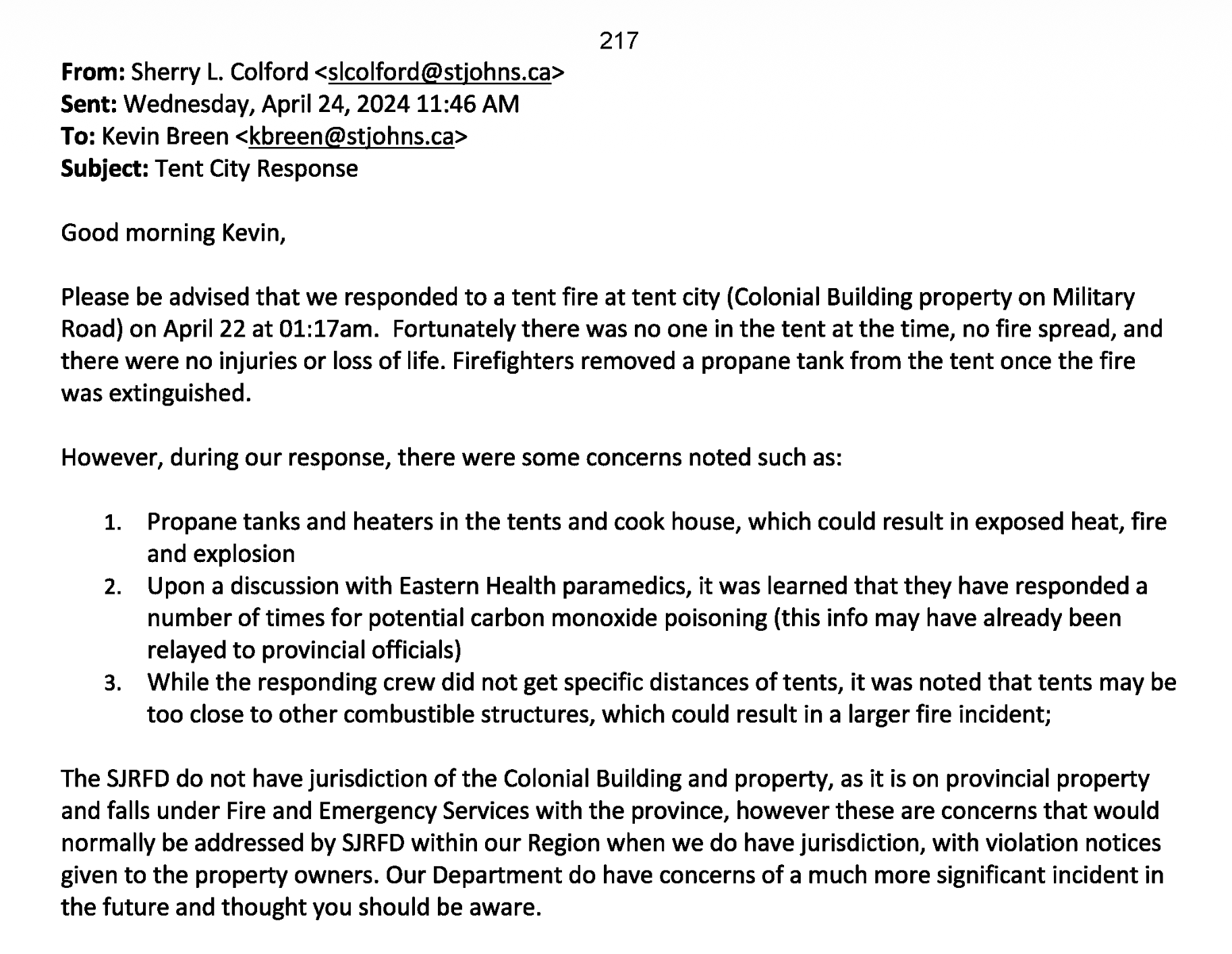 GOV NL Justice Minister’s Inbox: Tent City 